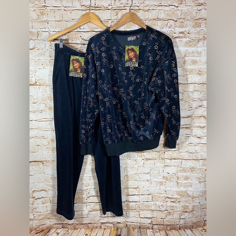 NWT Vintage Jaclyn Smith Sport Track Lounge Comfy Velour Suit Sz L
